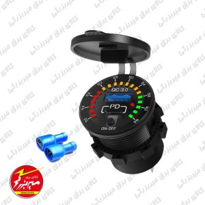 شارژر خودرو پنلی QC 3.0 و PD با نمایشگر ولتاژ